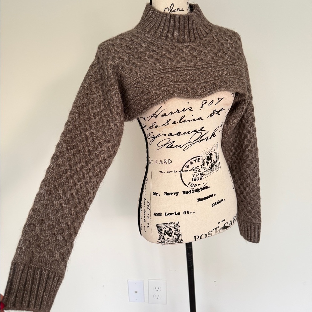 ASTR The Label Sweater Shrug Cable Knit Wool Blend Sz S‎ Chocolate Brown Cottage - Picture 5 of 16